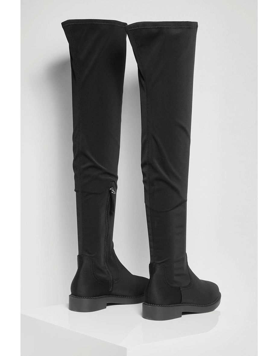 Wide Fit Flat Stretch Over The Knee Boot - black - 3