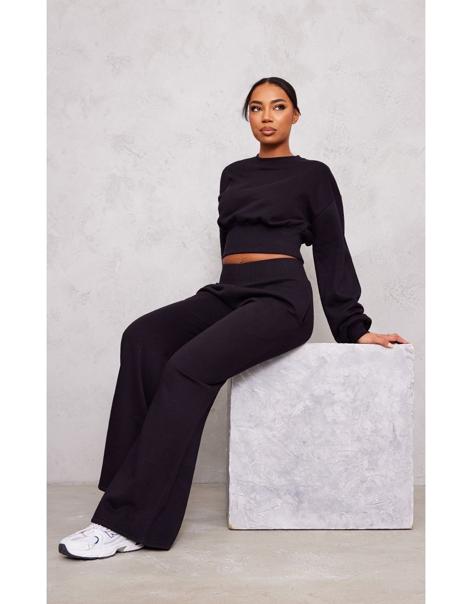 Tall Black Cropped Oversized Sweatshirt