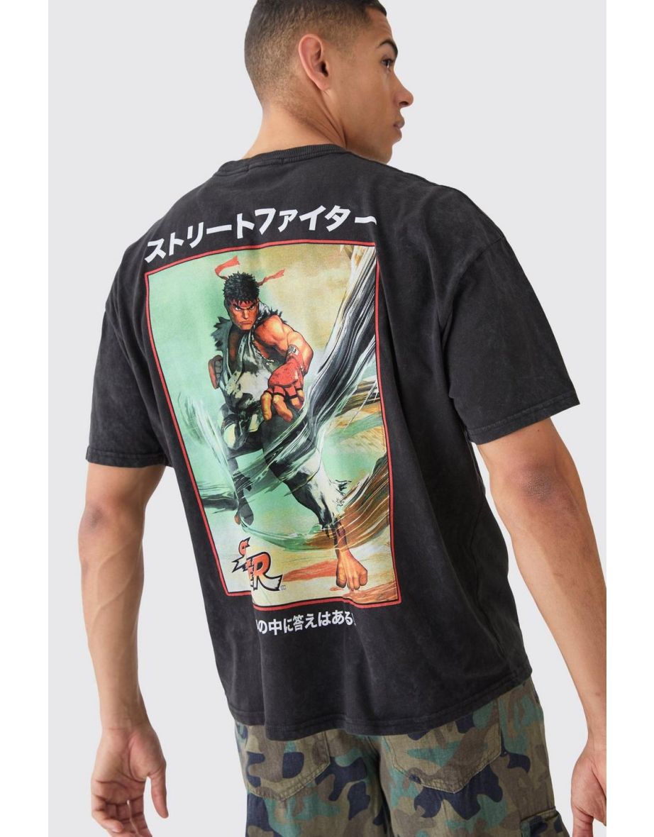 Oversized Street Fighter Anime License T-shirt - black