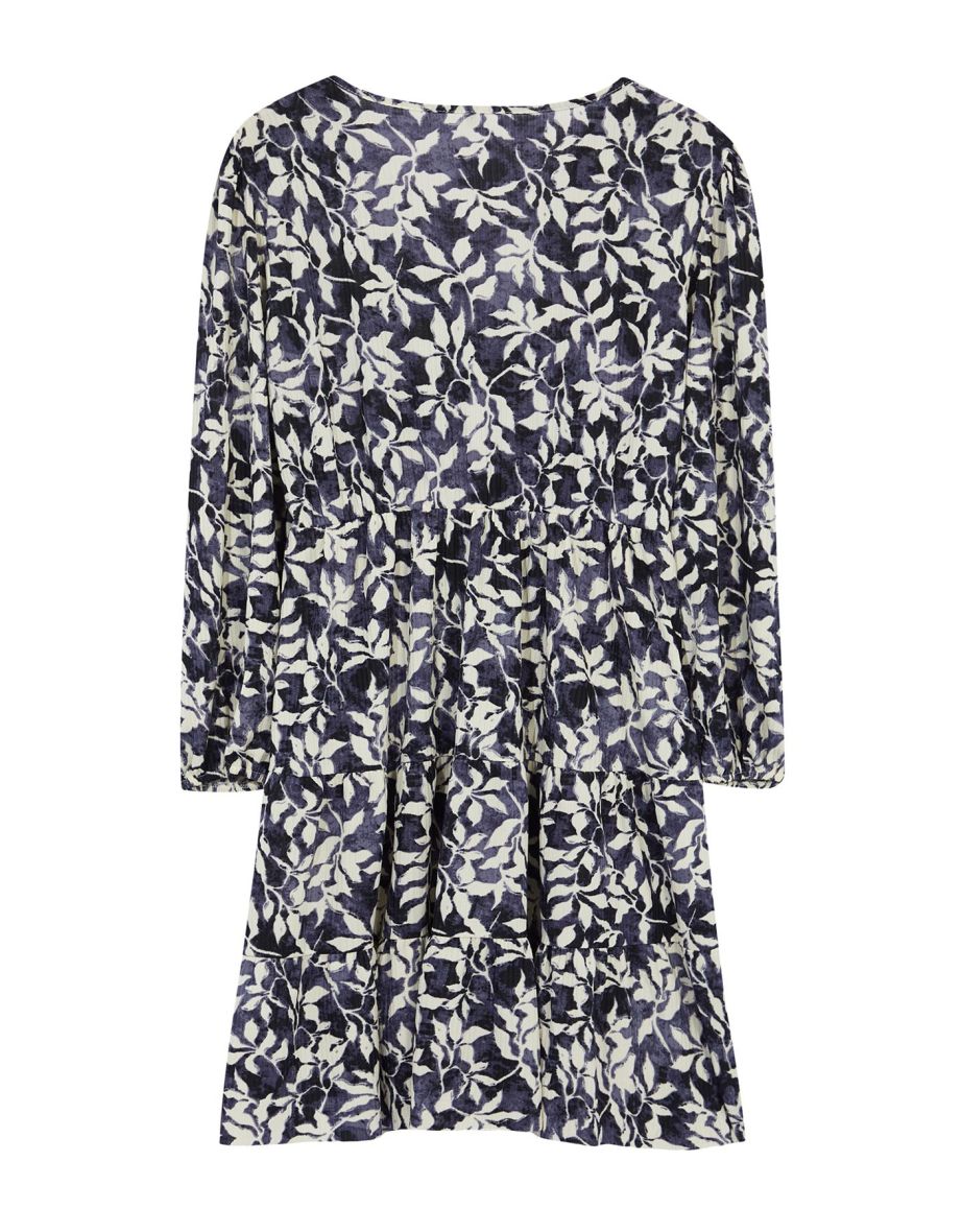 Black Ecru Patterned A-line Mini Knitted Dress TBBAW23AH00003