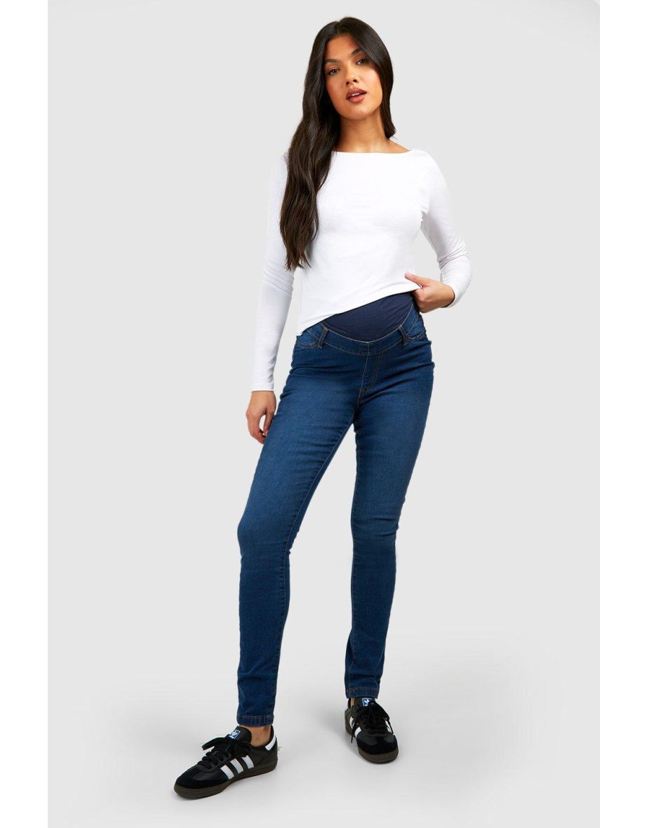 Maternity Over The Bump Skinny Jean - washed indigo