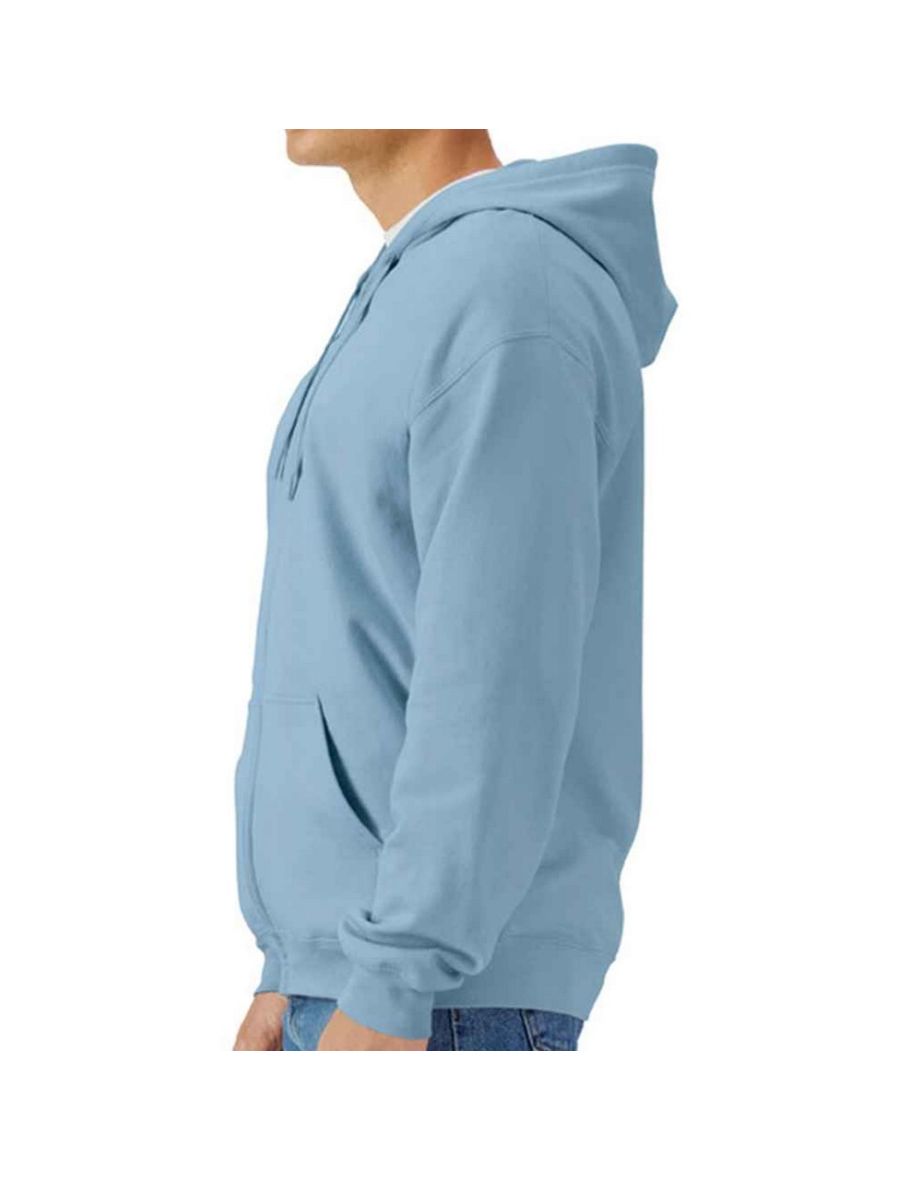 Gildan Mens Midweight Soft Touch Full Zip Hoodie - Stone Blue - 2