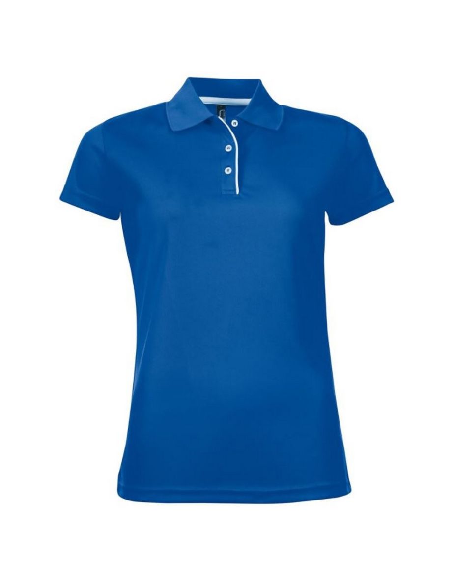 SOLS Womens/Ladies Performer Short Sleeve Pique Polo Shirt - Royal Blue