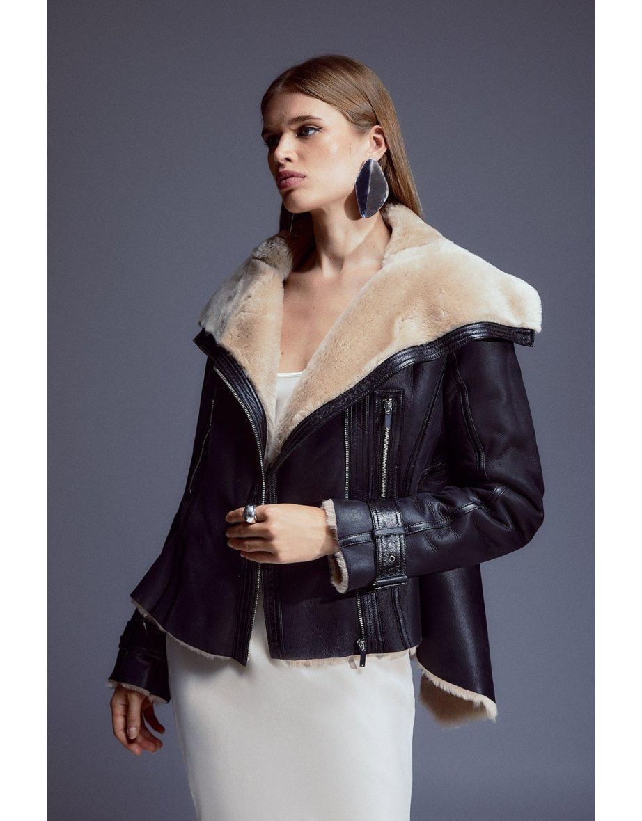 Shearling High Low Jacket