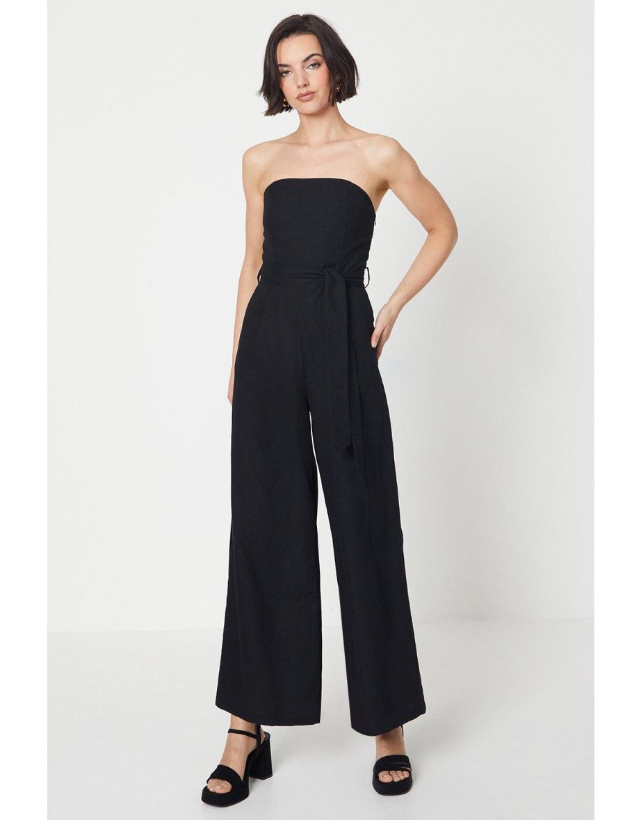 Shop Oasis Black Strapless Wide Leg Jumpsuit Online in Oman VogaCloset