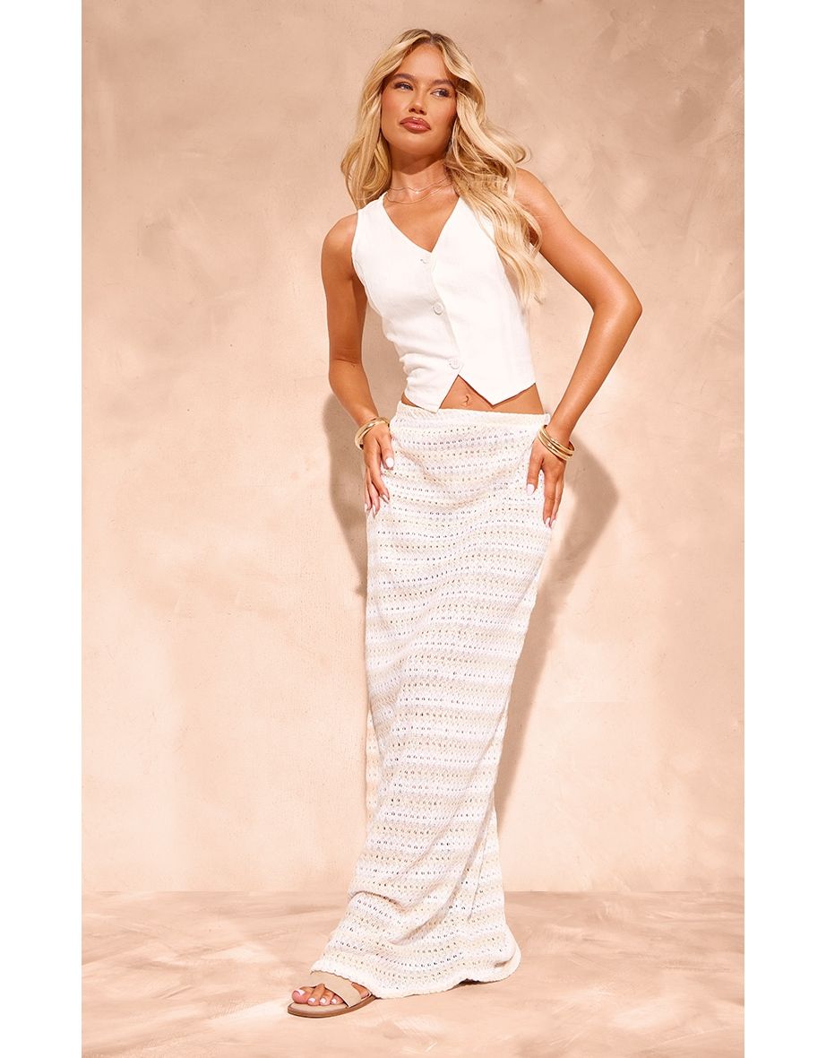 Shop Stone Striped Textured Jersey Maxi Skirt Online in Bahrain VogaCloset