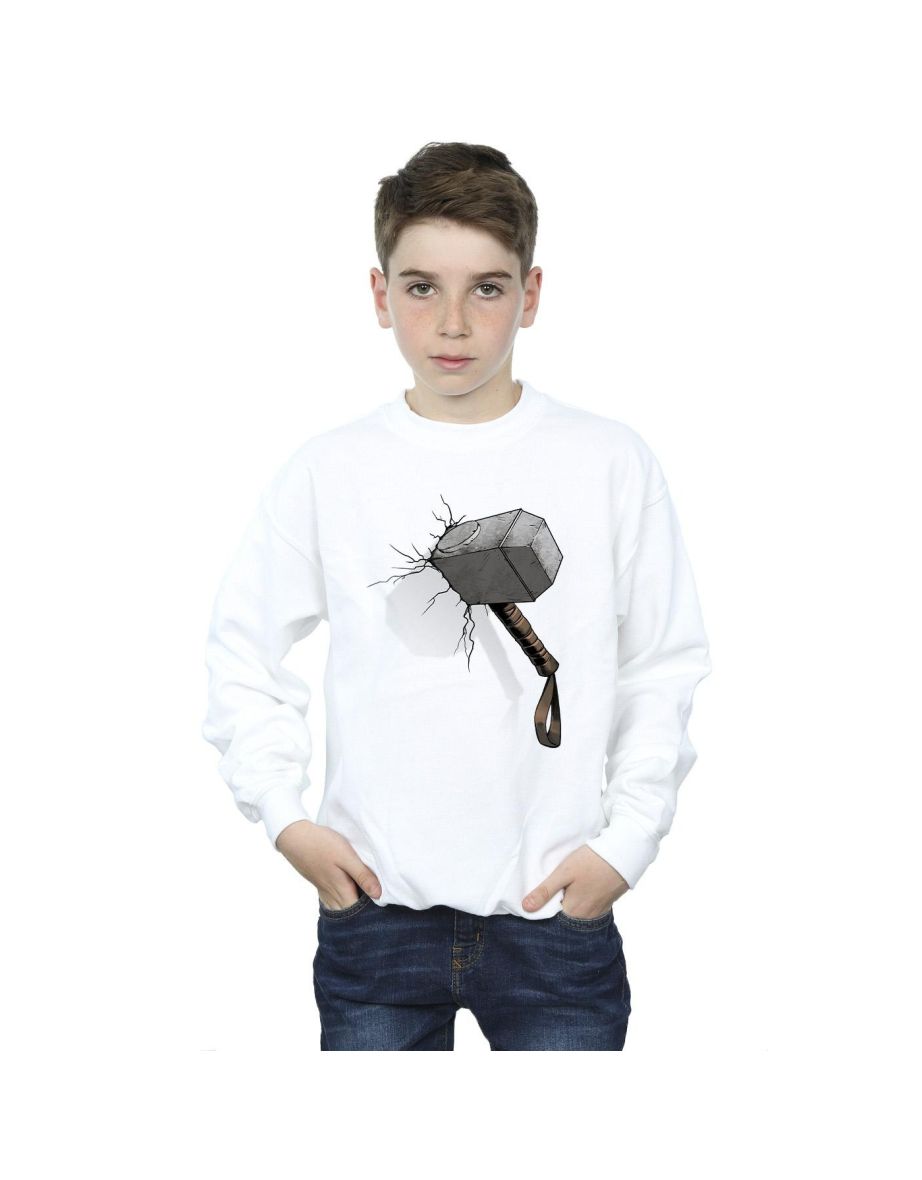 Marvel Universe Boys Thor Hammer Crack Sweatshirt - White