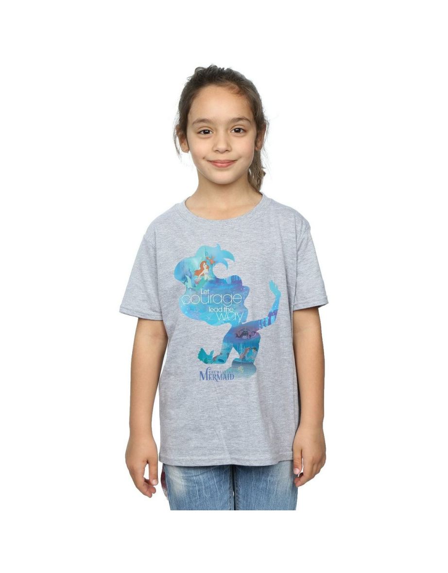 The Little Mermaid Girls Silhouette T-Shirt - Sports Grey