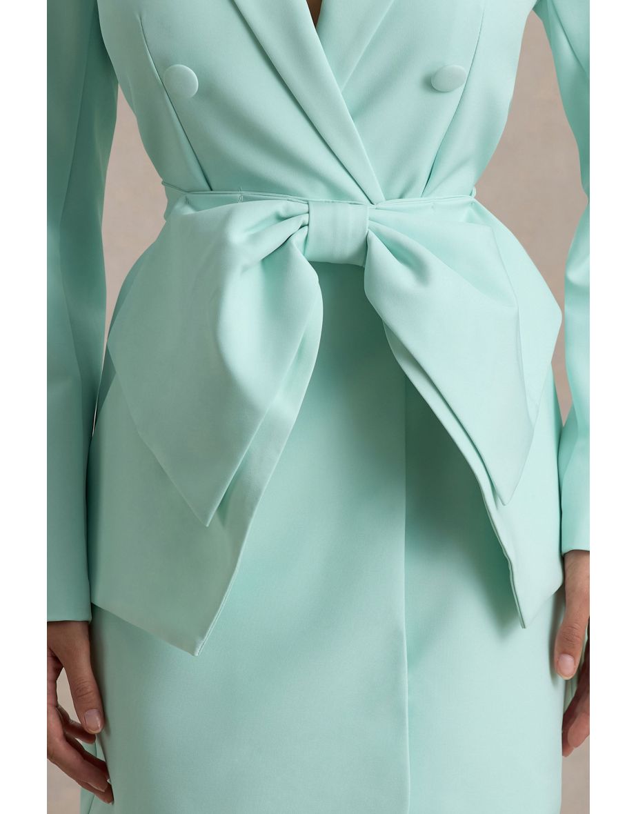 Prized | Iced Green Tailored Blazer Dress With Bow - 5