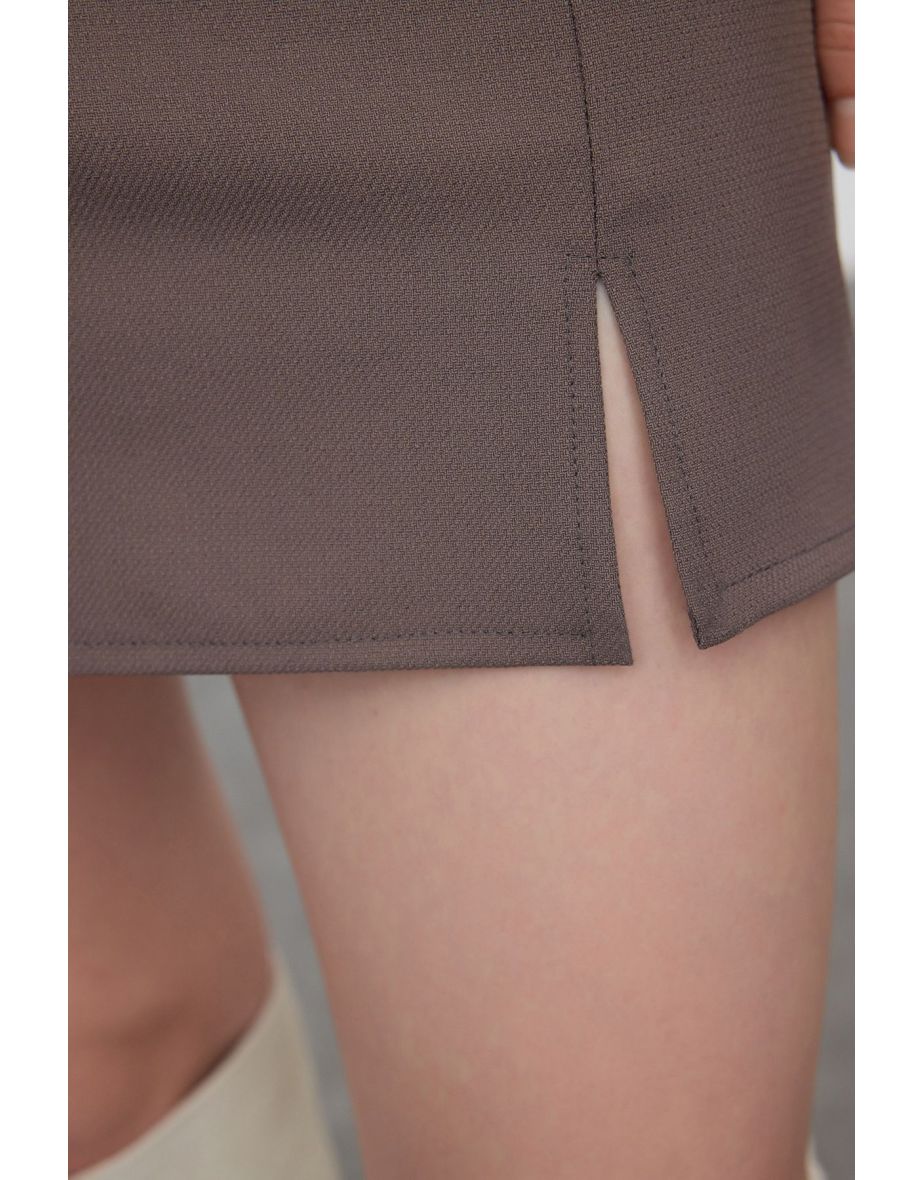 Anthracite Mini Slit Skirt - 4