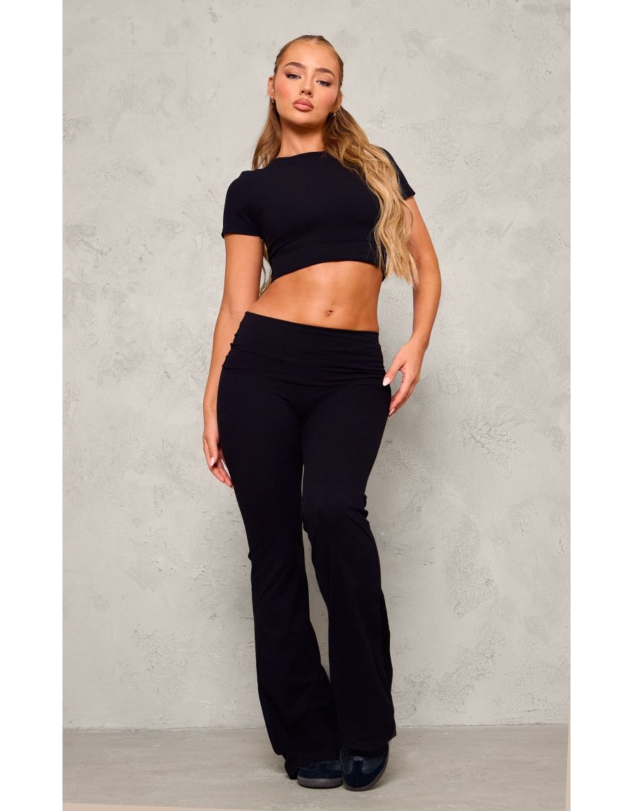 PLT Sport Black Sculpt Fold Over Gym T-shirt