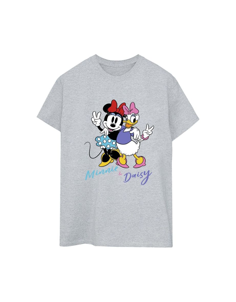Disney Womens/Ladies Minnie Mouse And Daisy Cotton Boyfriend T-Shirt - Sports Grey - 1