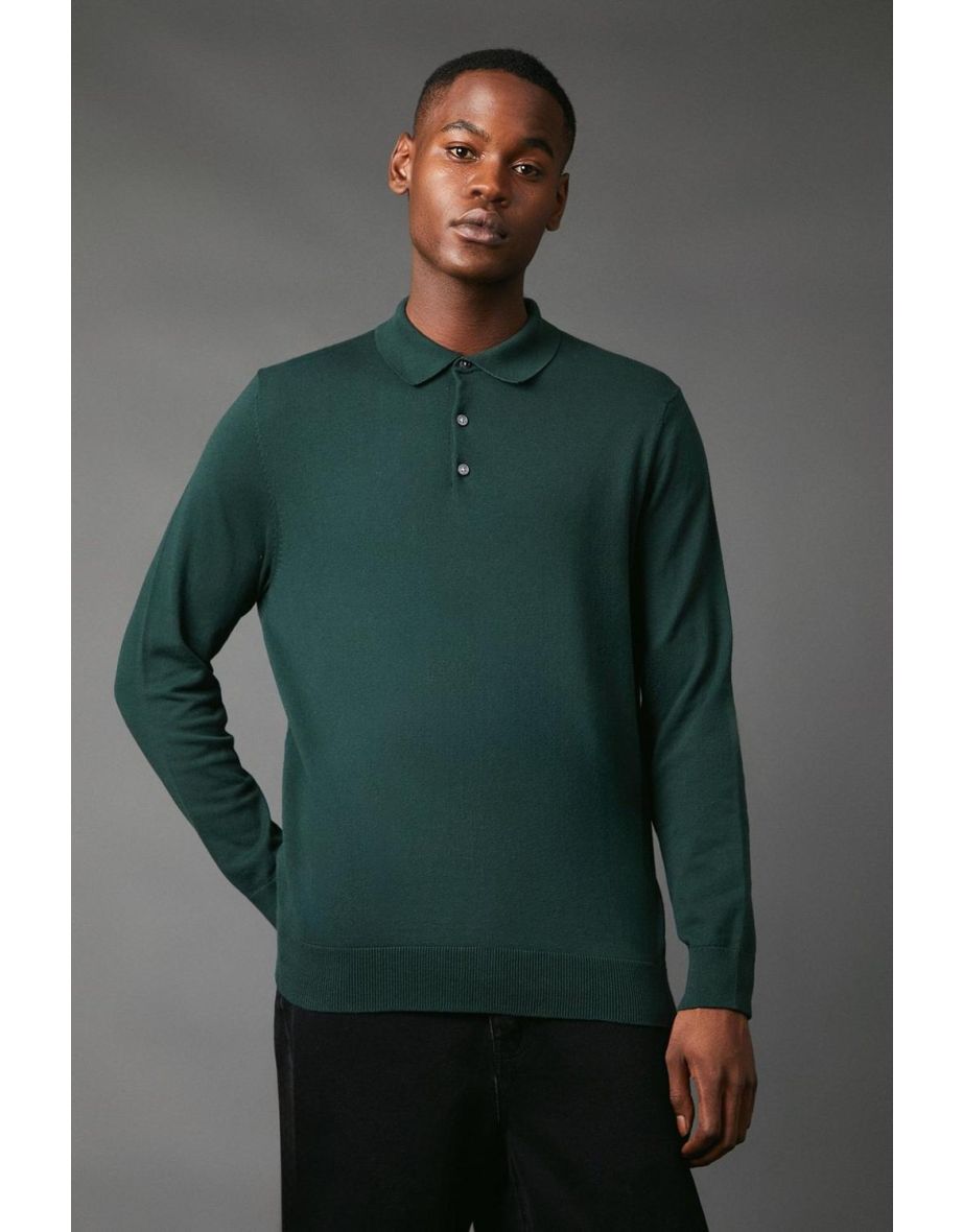 Premium Pure Cotton long Sleeve Knitted Polo