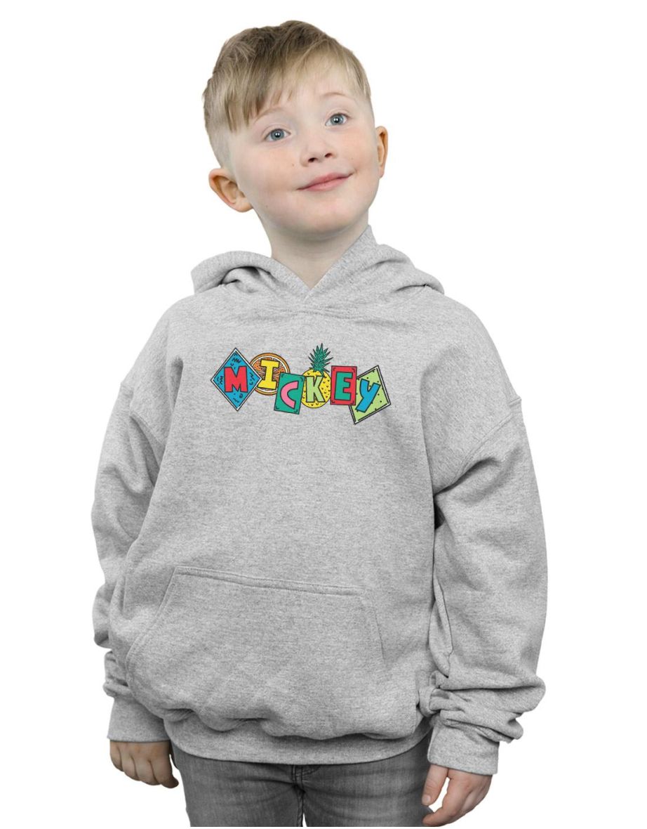 Disney Boys Mickey Mouse Fruit Blocks Hoodie - Sports Grey
