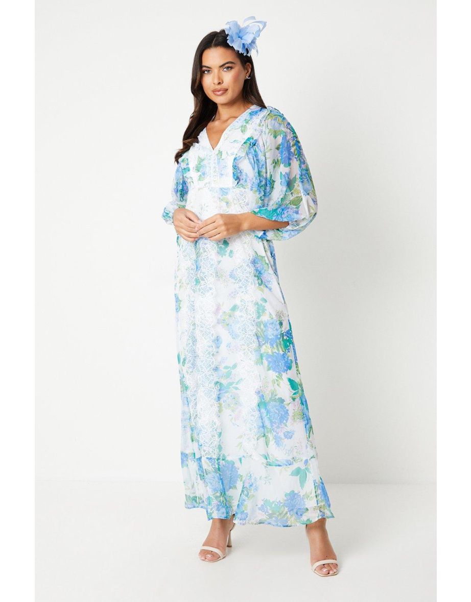 Lace trim maxi dress hotsell