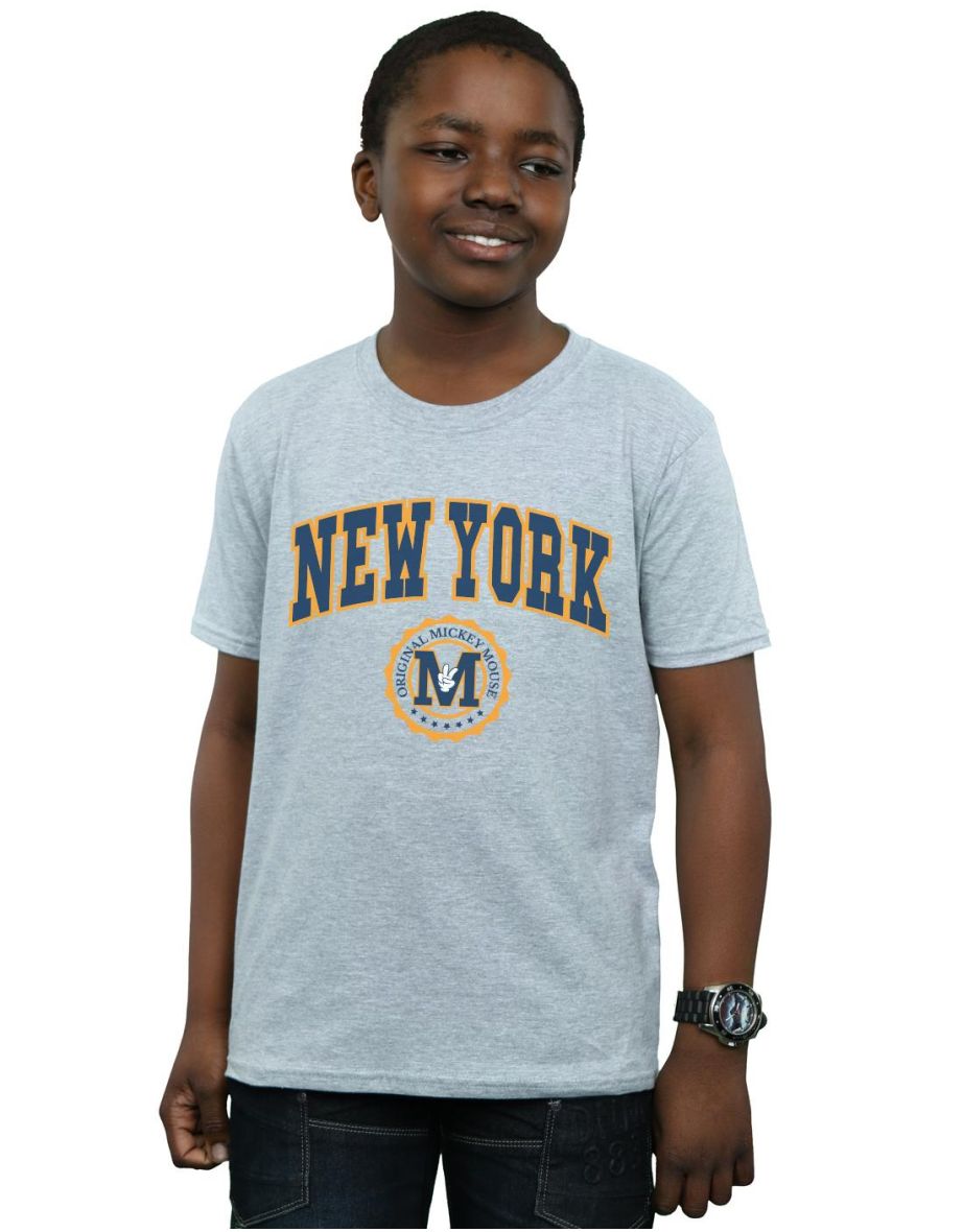 Disney Boys Mickey Mouse New York Seal T-Shirt - Sports Grey