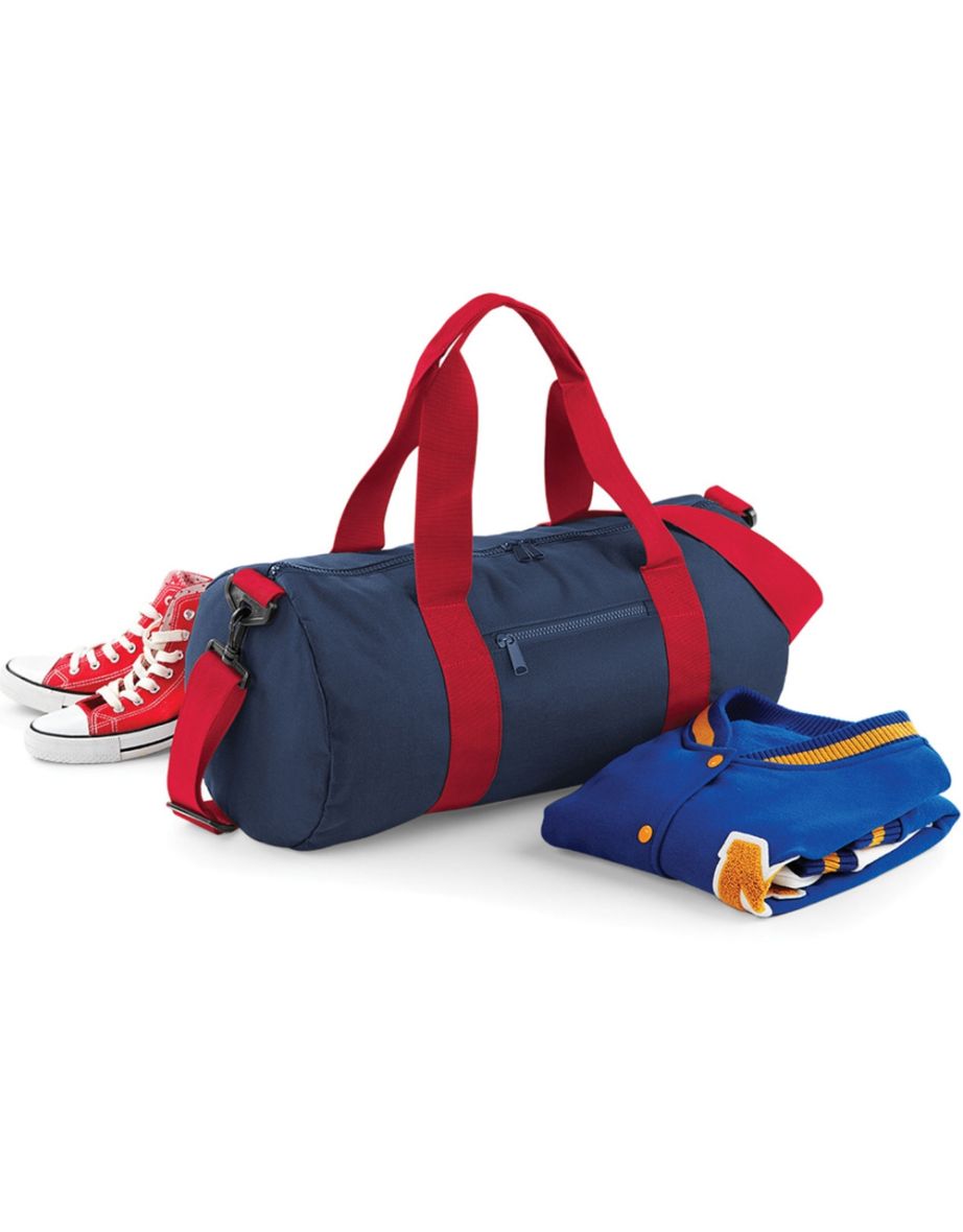 Bagbase Plain Varsity Barrel / Duffle Bag (20 Litres) - French Navy/Classic Red - 3