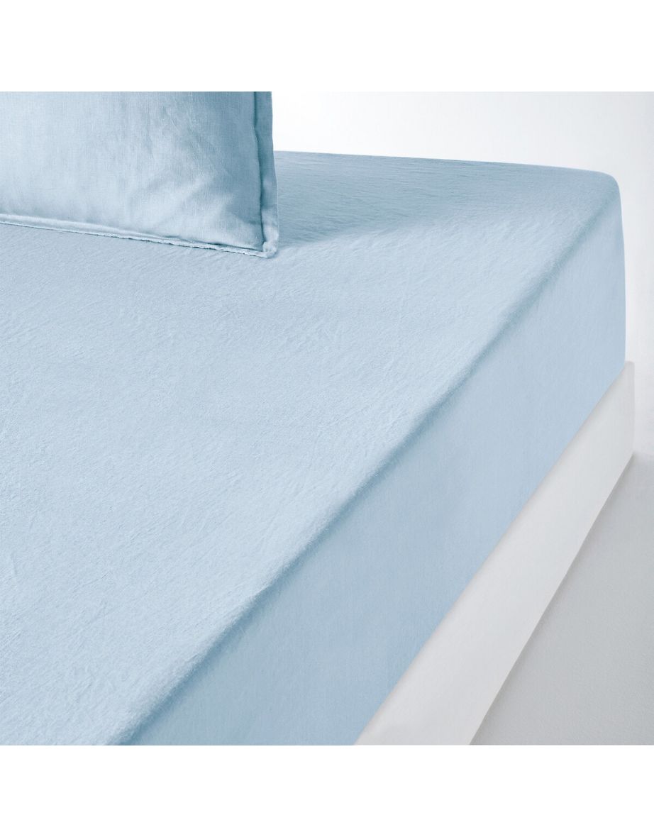 35cm High 100% Washed Linen Fitted Sheet