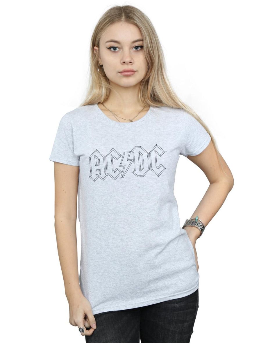 تيشيرت AC/DC نسائي رمادي