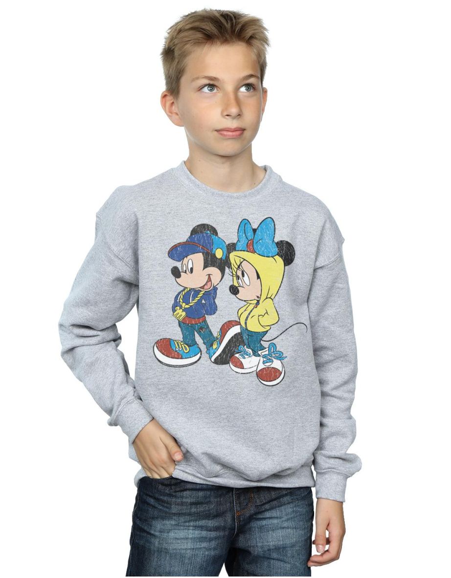 Disney Boys Mickey And Minnie Mouse Pose Sweatshirt - Sports Grey
