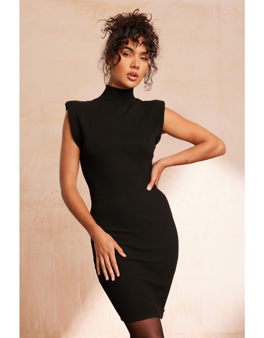 Black Knitted Vest Jumper Dress