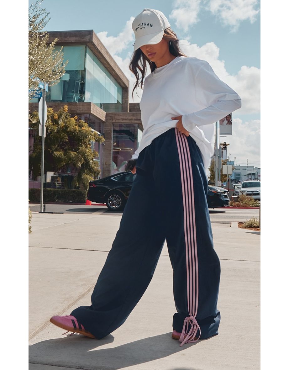 Navy Shell Bow Detail Track Pants