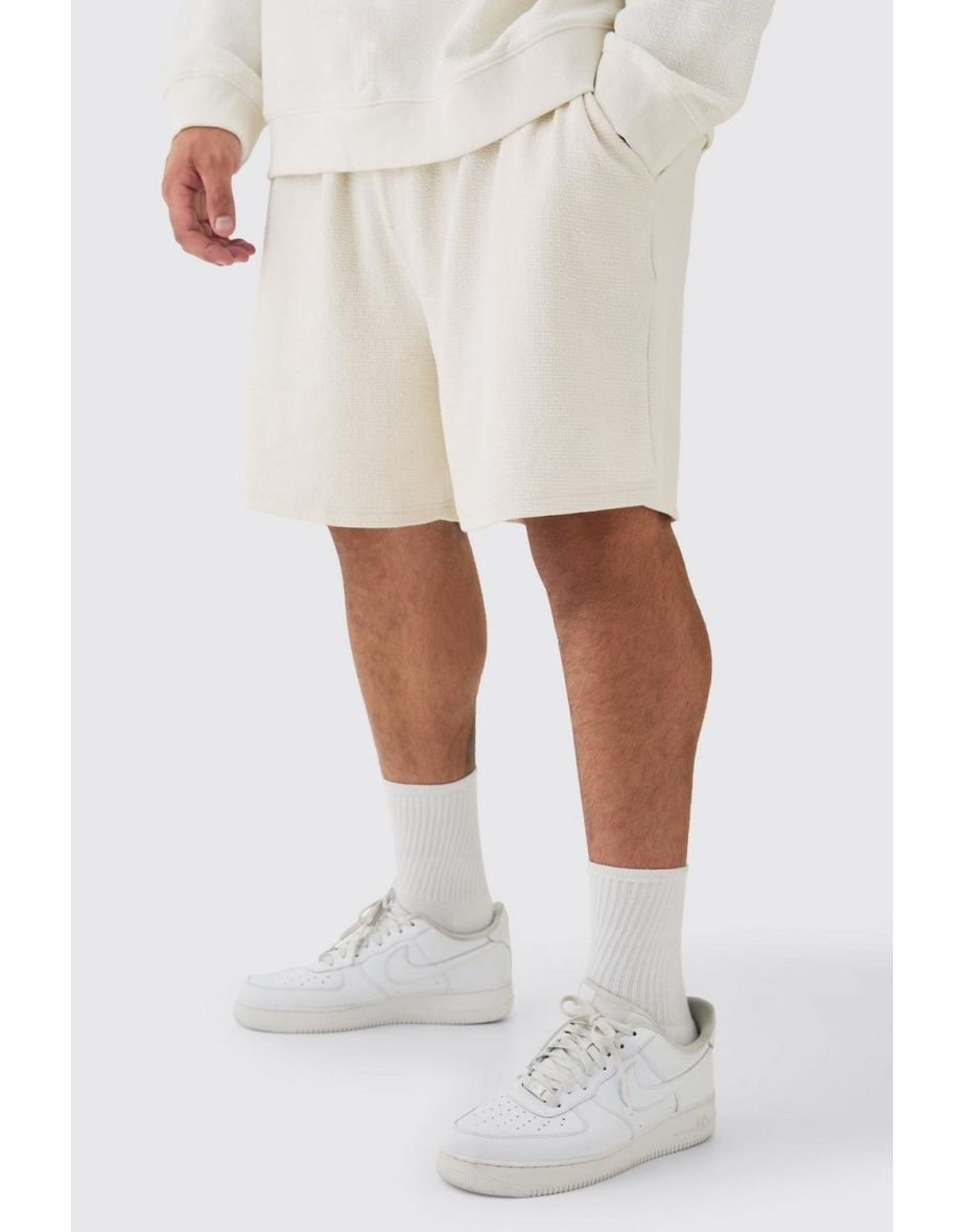 Plus Jacquard Knit Drawcord Shorts - ecru