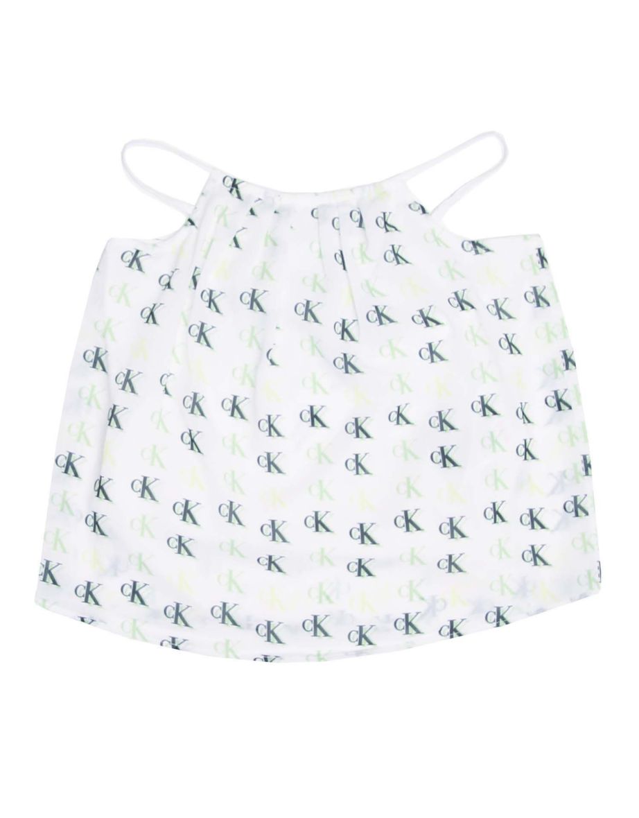 Calvin Klein Jeans - Girl's Calvin Klein Junior Allover Logo Cami Top in Green - 1