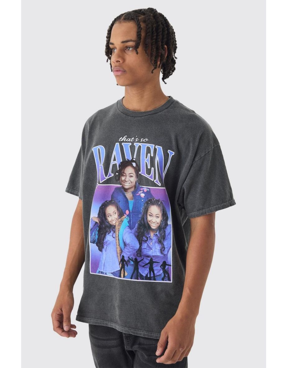 Oversized Disney That's So Raven Wash License Print T-Shirt - charcoal