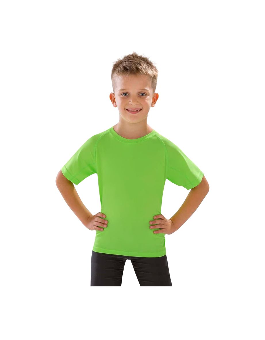 Spiro Childrens Boys Performance Aircool T-Shirt - Lime - 2