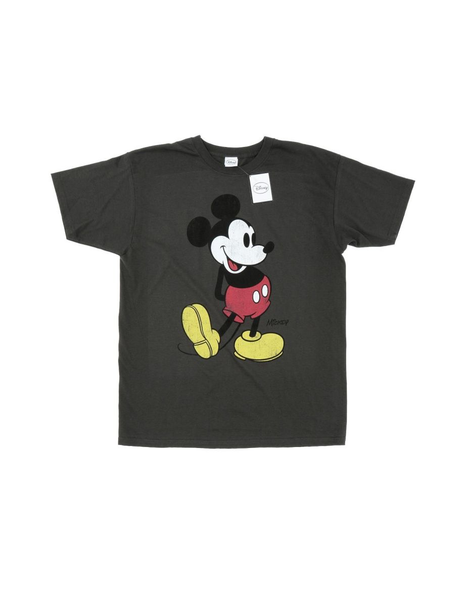 Disney Mens Mickey Mouse Classic Kick T-Shirt - Light Graphite