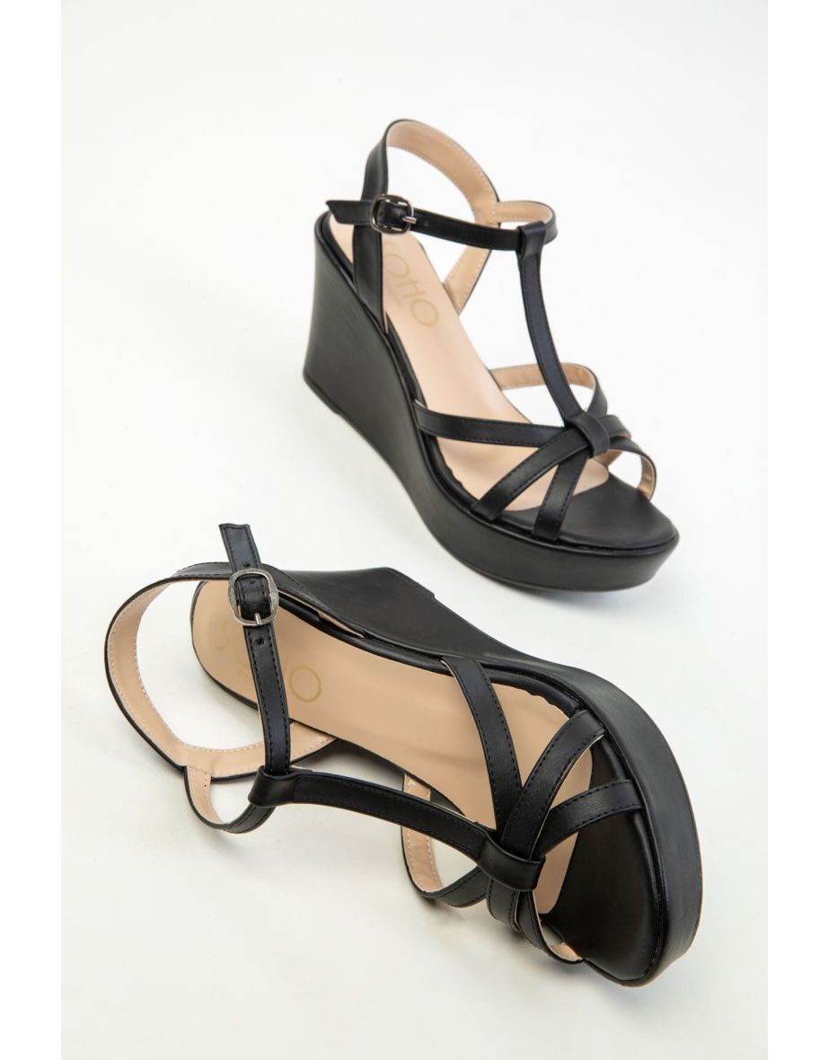 Black Women's Wedge Heels Shoes - 4