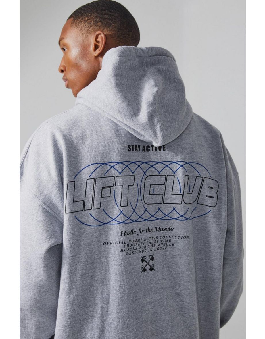 Man Active Lift Club Hustle Hoodie - grey marl - 2