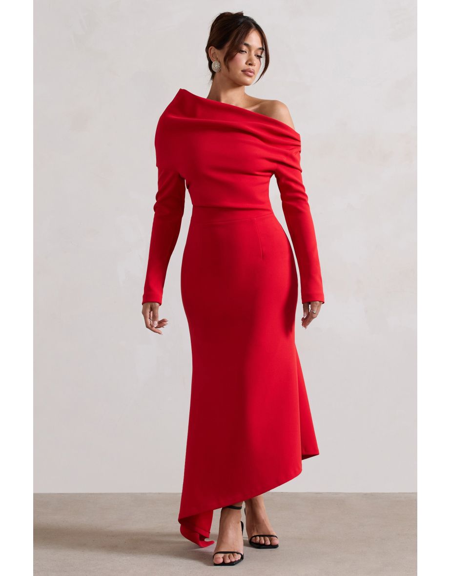 Lou | Red One-Shoulder Asymmetric Maxi Dress