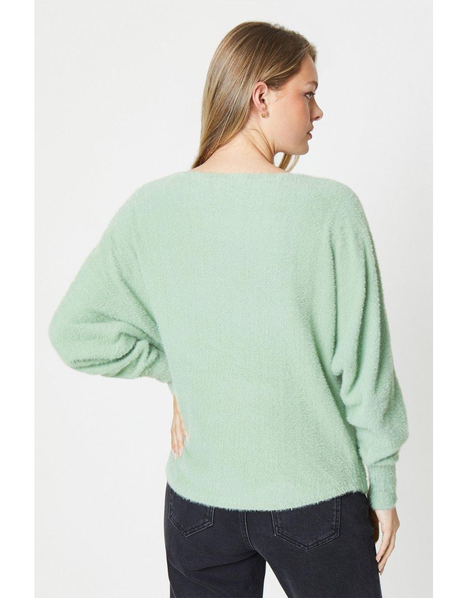 Fluffy Knit Batwing Jumper - 2