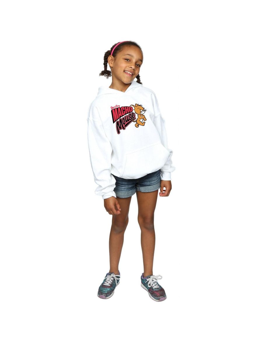 Tom And Jerry Girls Macho Mouse Hoodie - White - 3