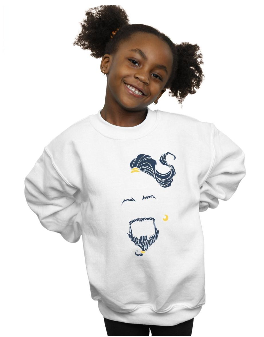 Disney Girls Aladdin Movie Genie Blue Face Sweatshirt - White