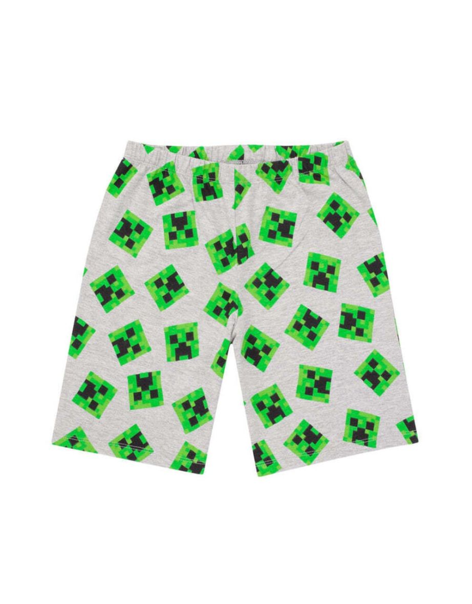 Minecraft Boys Short Pyjama Set - Black/Heather Grey/Green - 3
