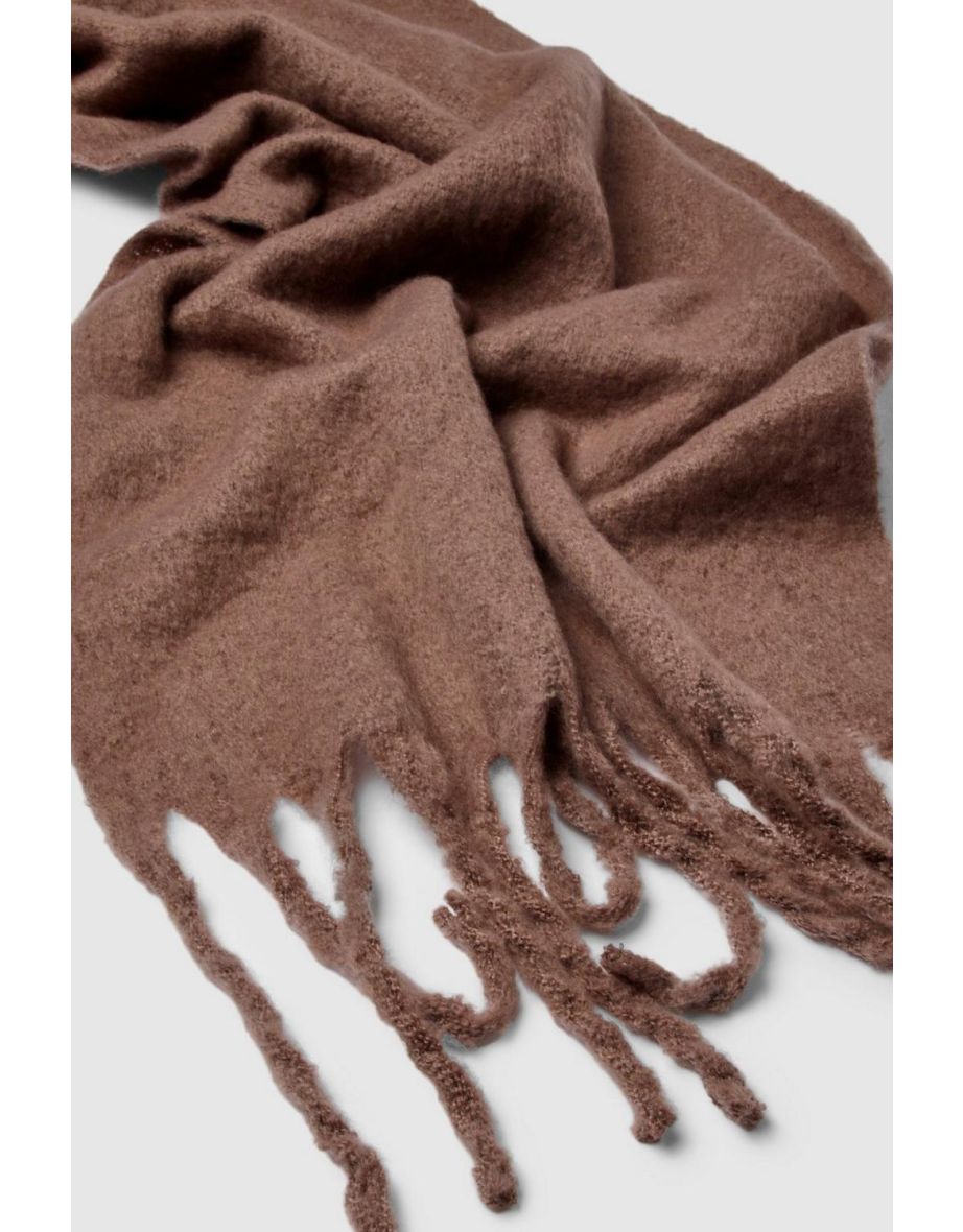 Chunky Oversized Fringe Scarf - mocha - 2