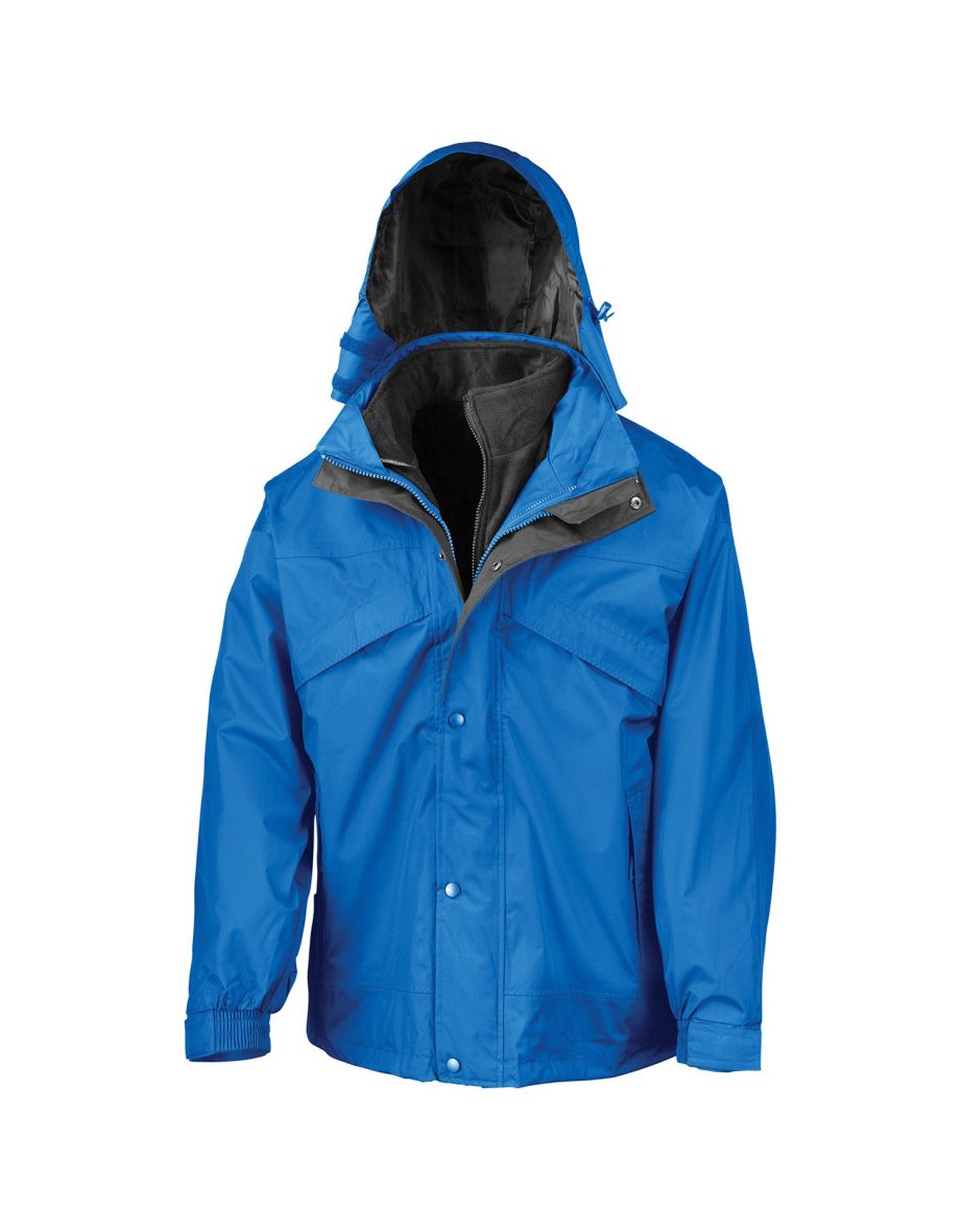 Result Mens Fleece Lined 3 in 1 Waterproof Jacket - Royal Blue/Black