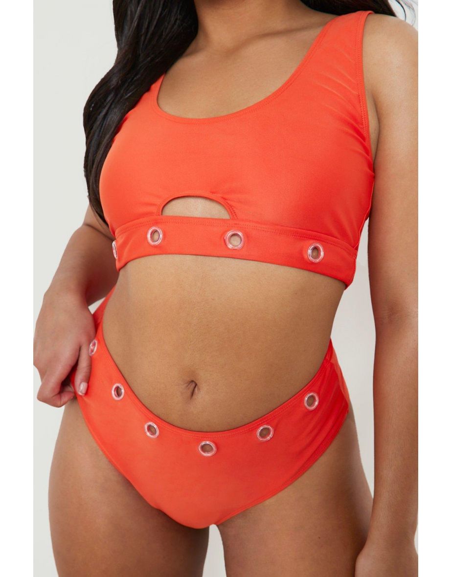 Plus Cut Out Metal Trim Bikini - rust - 3