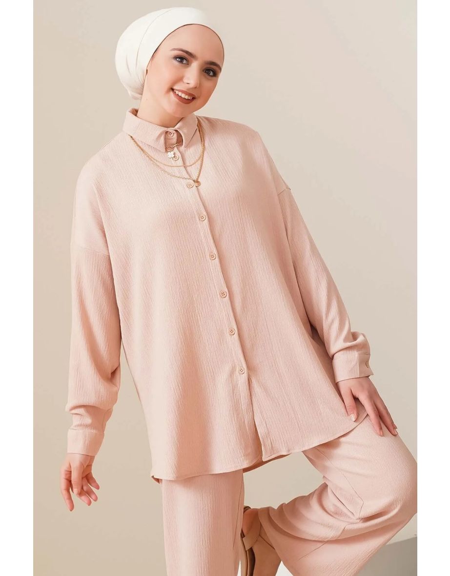 Knitted Hijab Double Set - Biscuit - 3