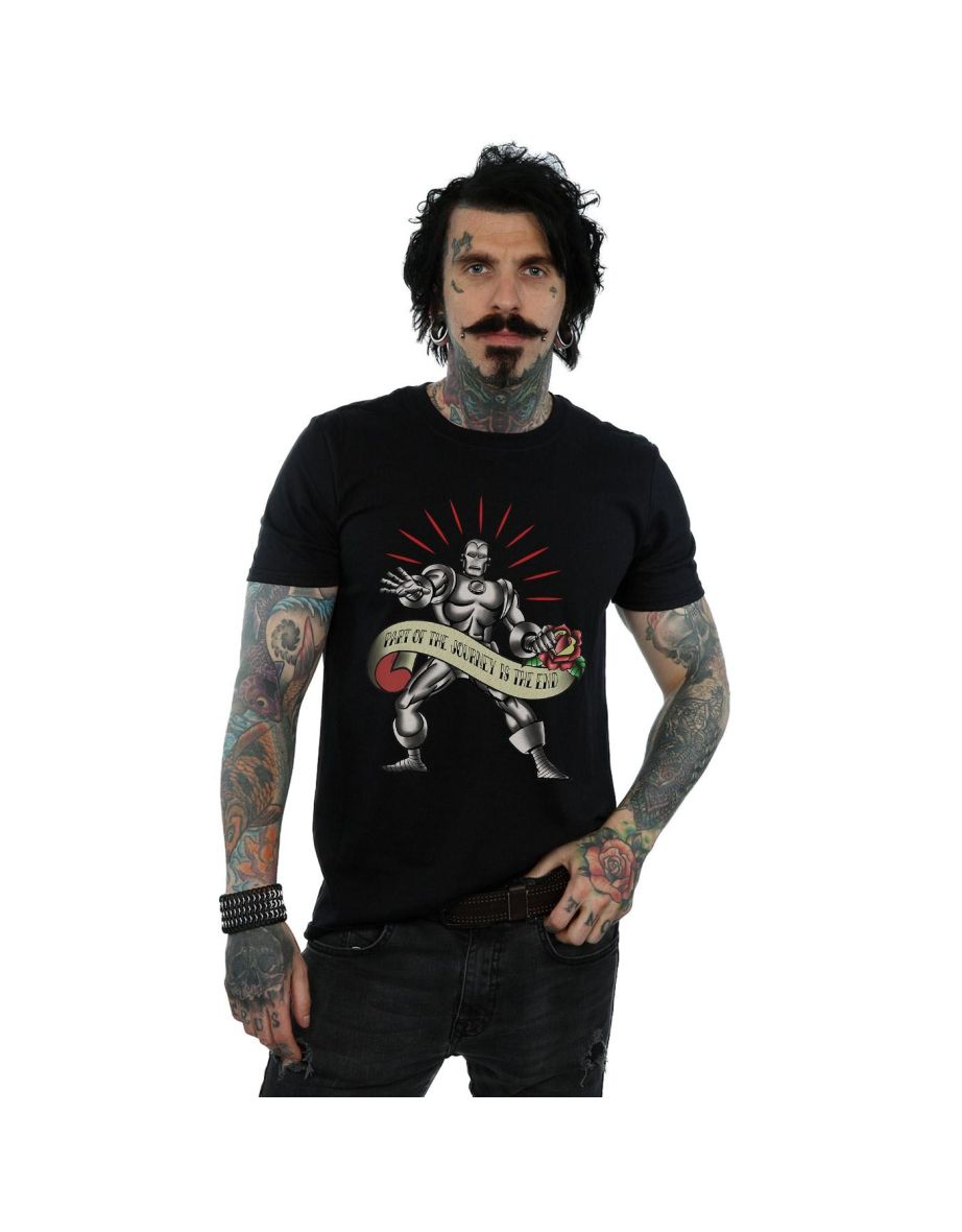 Marvel Mens Iron Man The End Tattoo T-Shirt - Black