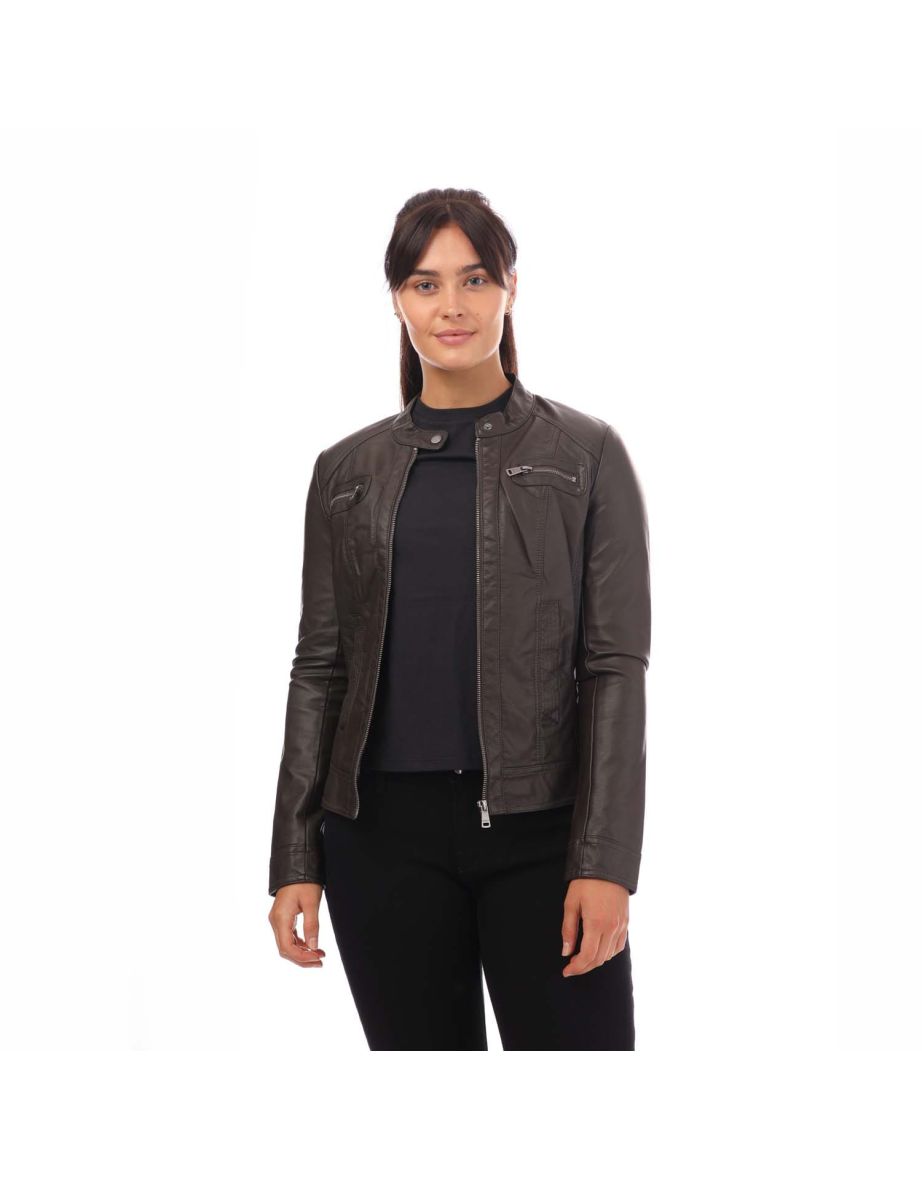 Shop Women s Only Bandit Faux Leather Biker Jacket in Brown Online in Bahrain VogaCloset