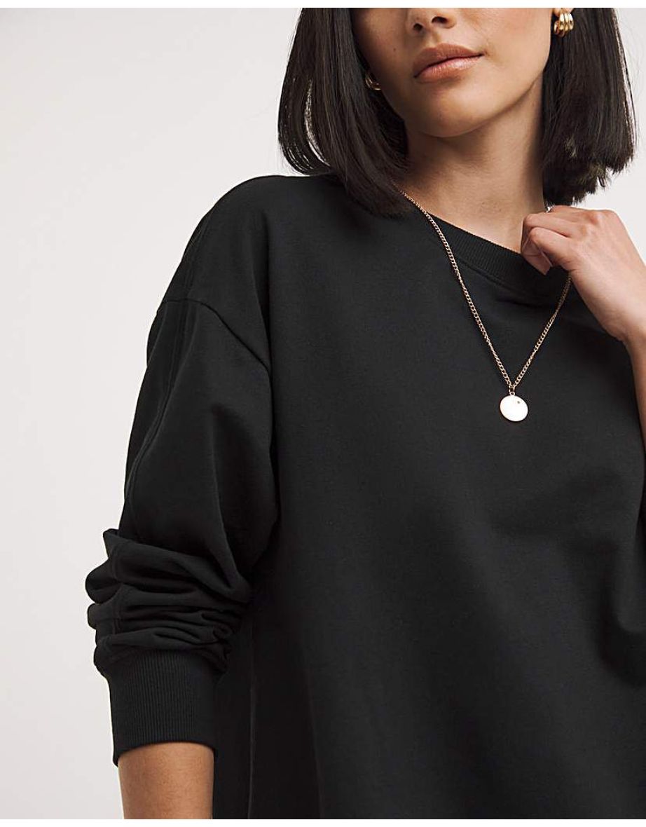 Black Midi Sweatshirt Dress - 3