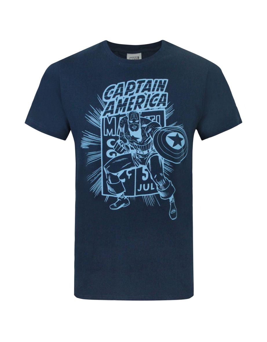 Captain America Official Mens Comic Book T-Shirt - Blue