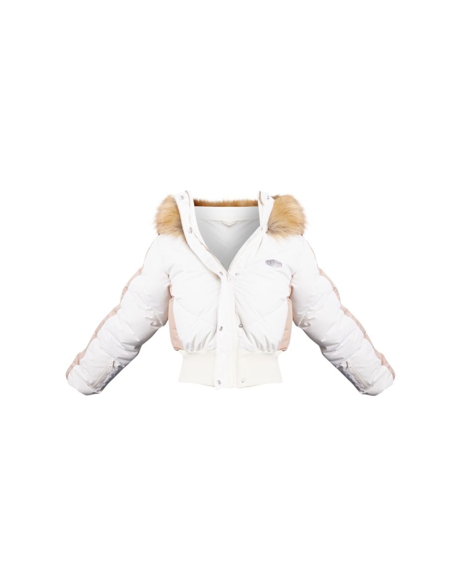 PRETTYLITTLETHING Plus Cream Faux Fur Hood Ribbed Hem Cropped Puffer Coat - 4