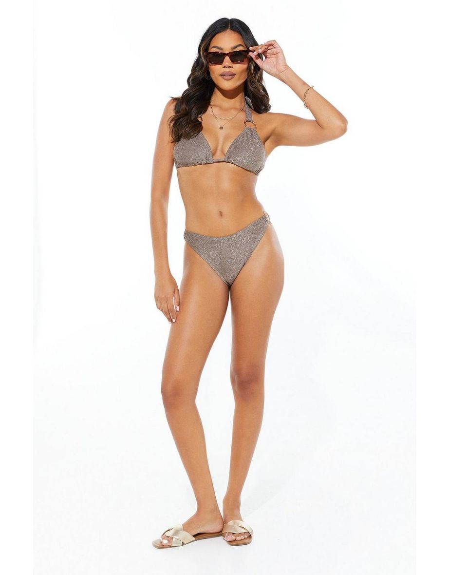 Ring Detail Halterneck Bikini Top
