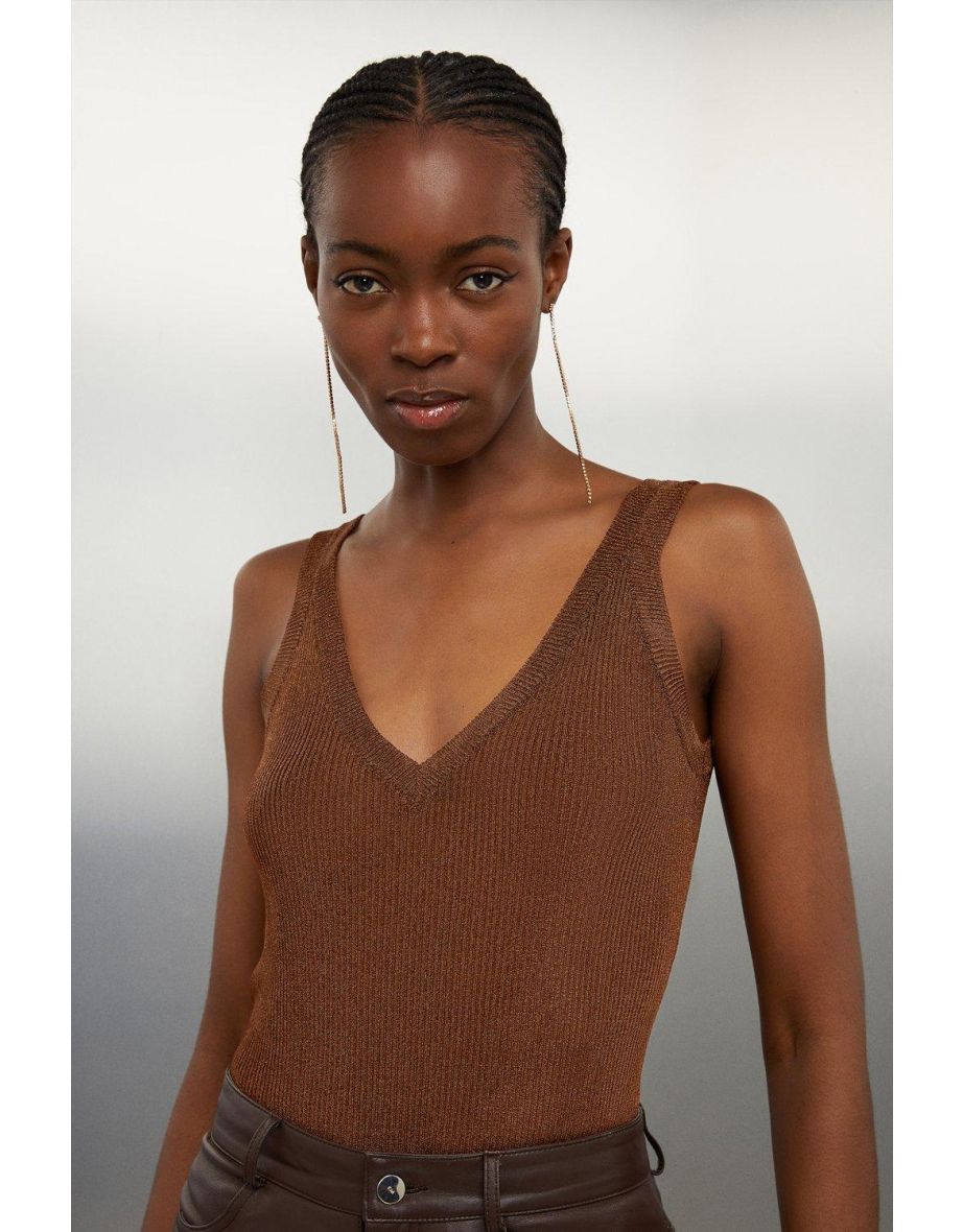 Viscose Blend Metallic Sparkle Knit Vest Top
