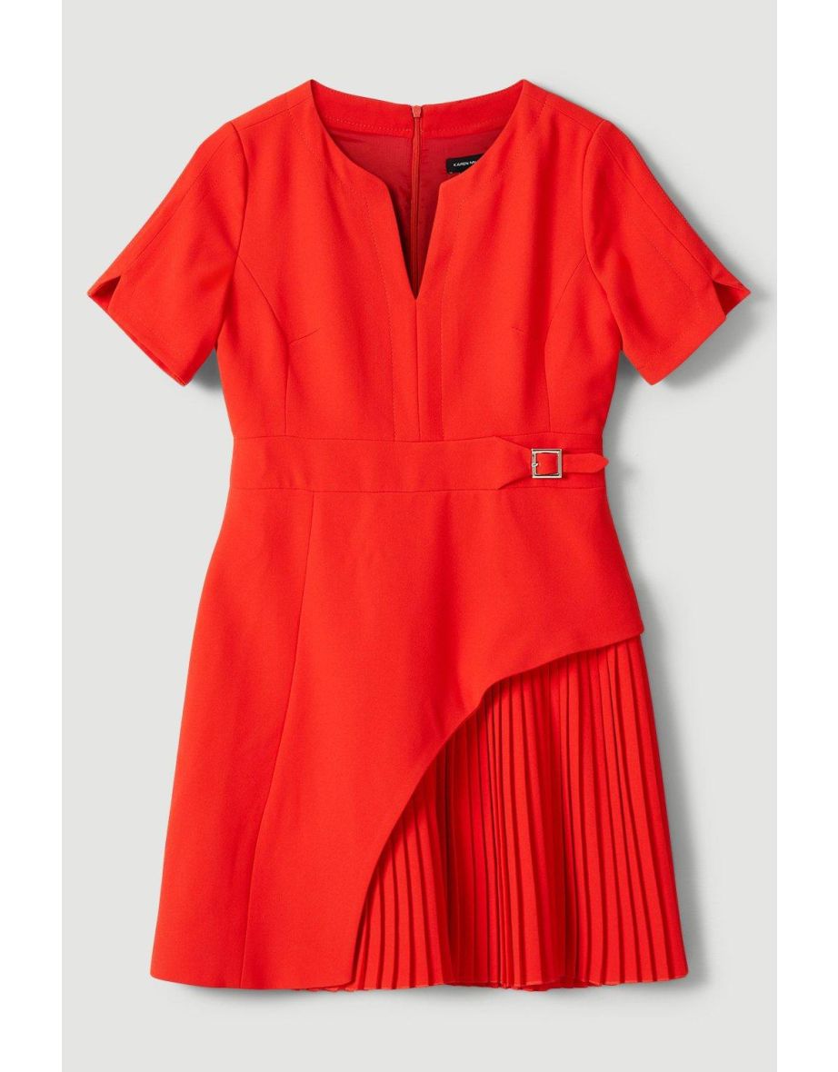 Tailored Military Pleat Short Sleeve Mini Dress - 3